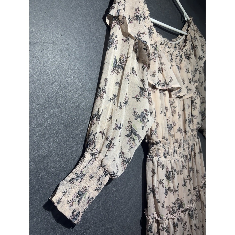Hayden Los Angeles Dress Womens S Floral Ruffle Off Shoulder Smocked Waist Tired - Picture 2 of 16